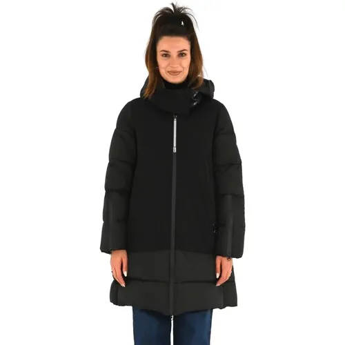 Glamouröse Bimaterial Midi Jacke , Damen, Größe: XS - Montereggi - Modalova