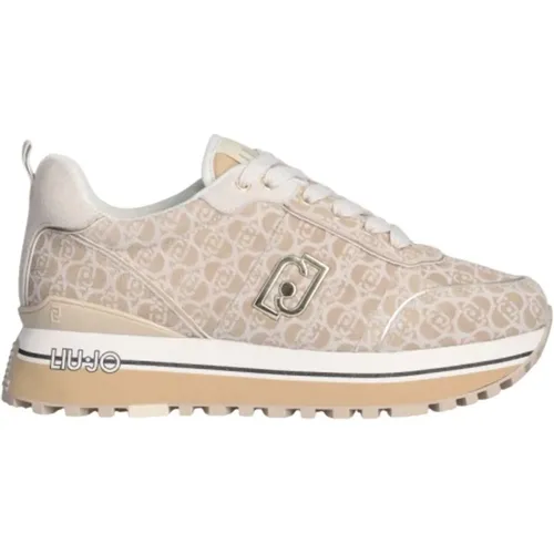 Monogramm Wildleder Sneakers mit Metalllogo , Damen, Größe: 40 EU - Liu Jo - Modalova