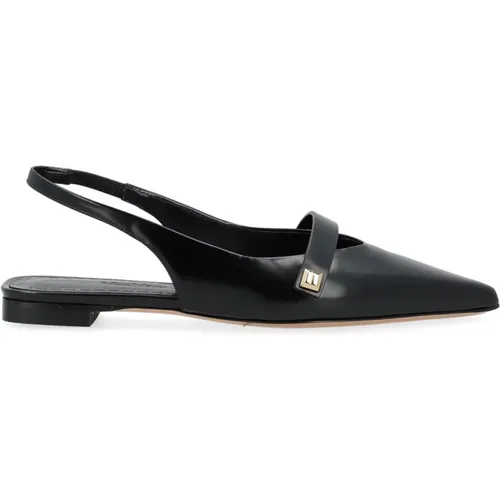 Leather Flat Sandal with Slingback Design , female, Sizes: 3 UK - Max Mara - Modalova