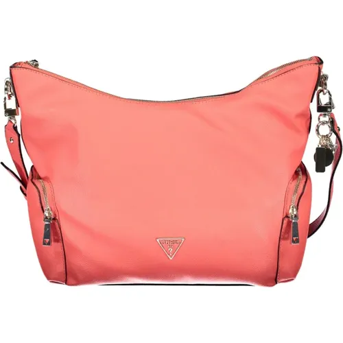 Rosa Polyurethan-Handtasche mit verstellbarem Griff und externen Taschen - Guess - Modalova