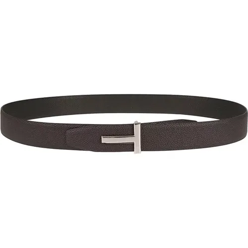Classic Reversible Leather Belt Black , male, Sizes: 100 CM - Tom Ford - Modalova