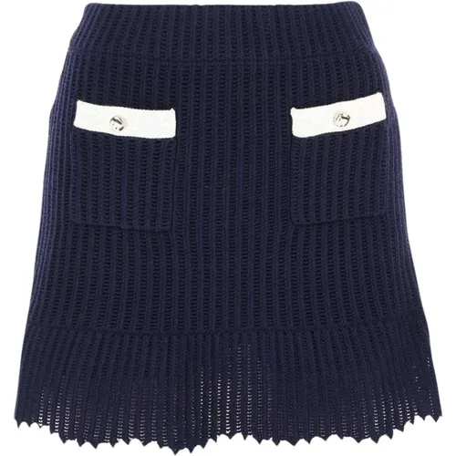 Crocheted Mini Skirt Navy White , female, Sizes: S - Self Portrait - Modalova