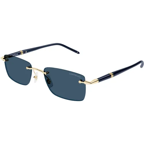 Goldene Sonnenbrille mit Original-Etui , Herren, Größe: 54 MM - Montblanc - Modalova