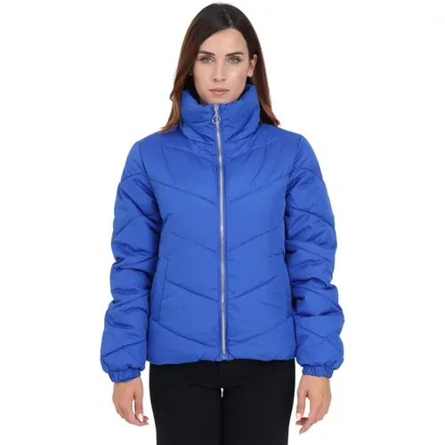 Elektrisch Blaue Damen Steppjacke mit hohem Kragen , Damen, Größe: S - JACQUELINE de YONG - Modalova