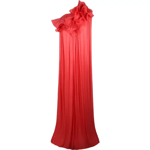 Charmain Ruffled Pleated Gown , female, Sizes: 2XS, XS - Costarellos - Modalova