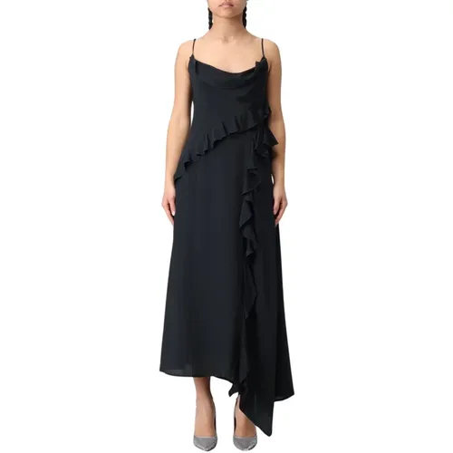 Seiden Schwarzes Kleid , Damen, Größe: 2XS - MSGM - Modalova