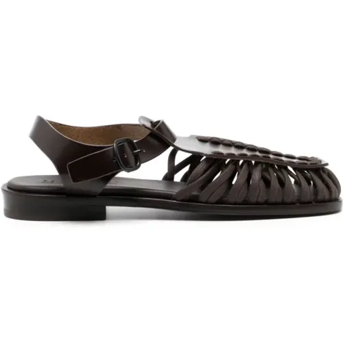 Leather Flat Sandals , female, Sizes: 4 UK, 6 UK, 5 UK, 8 UK, 7 UK, 3 UK - Hereu - Modalova