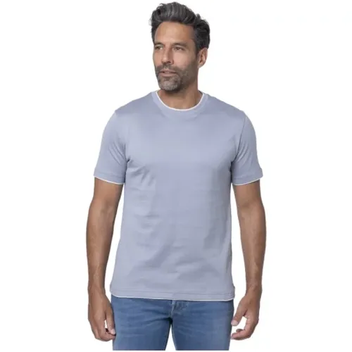 Blaues T-Shirt mit Grauen Einsätzen , Herren, Größe: XL - Eleventy - Modalova