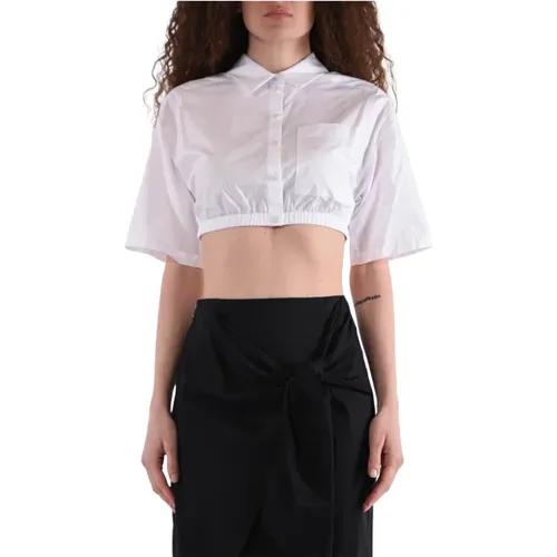 Cropped Cotton Poplin Shirt , female, Sizes: XS - PATRIZIA PEPE - Modalova