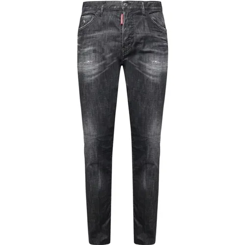 Graue Verwaschene Crop Cut Jeans , Herren, Größe: M - Dsquared2 - Modalova