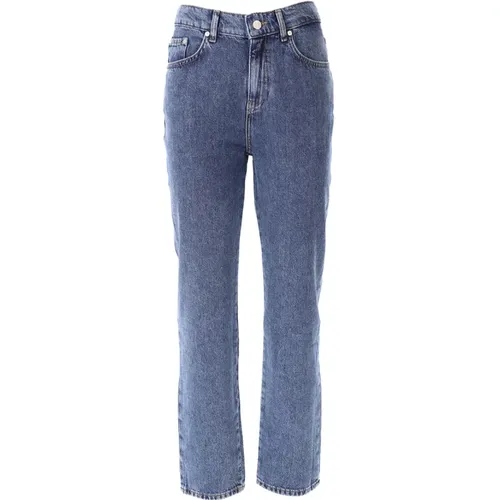 Blaue Denim Straight Leg Jeans , Damen, Größe: W30 - Moschino - Modalova