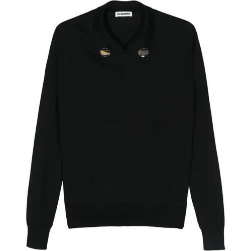 Wool Sweater with Pin Badge Detailing , female, Sizes: L - Jil Sander - Modalova