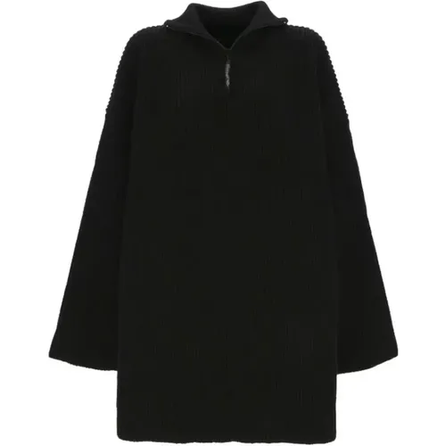 Knit Poncho with Half Zip and High Collar , female, Sizes: S, XS - Balenciaga - Modalova