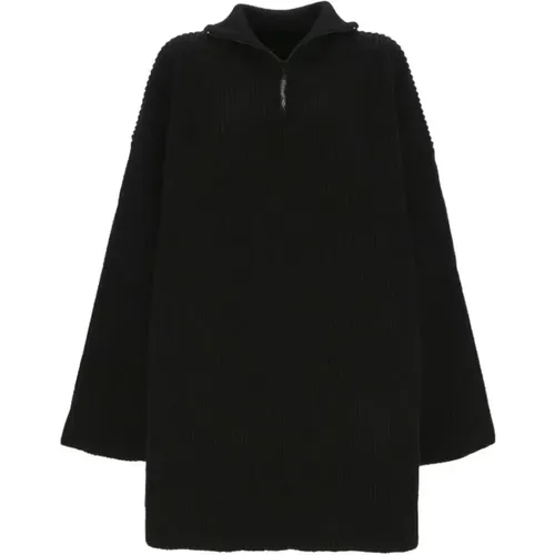 Knit Poncho with Half Zip and High Collar , female, Sizes: S, XS, M - Balenciaga - Modalova