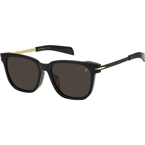 Schwarze Havana/Graue Sonnenbrille , Herren, Größe: 55 MM - Eyewear by David Beckham - Modalova