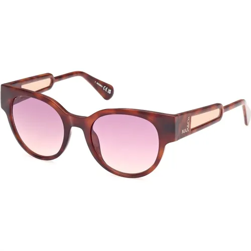 Womens Oval Sunglasses Havana Glossy , female, Sizes: 50 MM - Max & Co - Modalova