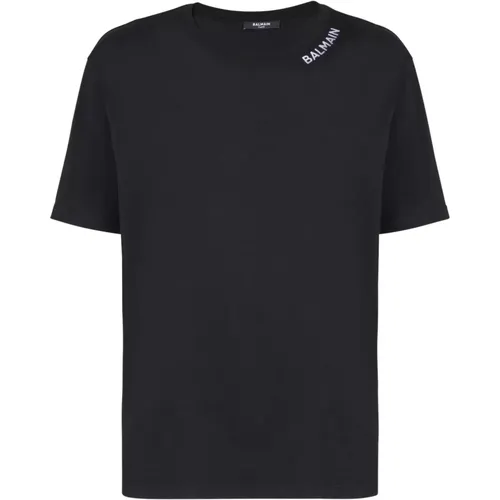 Embroidered T-shirt , male, Sizes: S, L, XL - Balmain - Modalova
