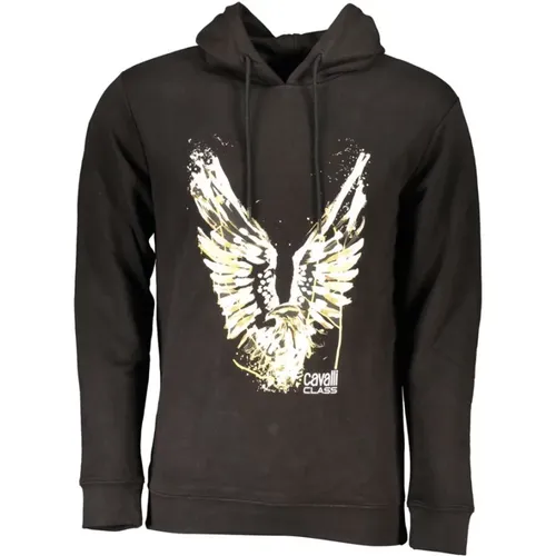 Schwarzer Hoodie mit Logo-Print , Herren, Größe: L - Cavalli Class - Modalova