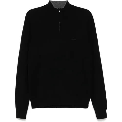 Wool Half-Zip Knitwear , male, Sizes: 3XL, L, 2XL, XL, M - Hugo Boss - Modalova