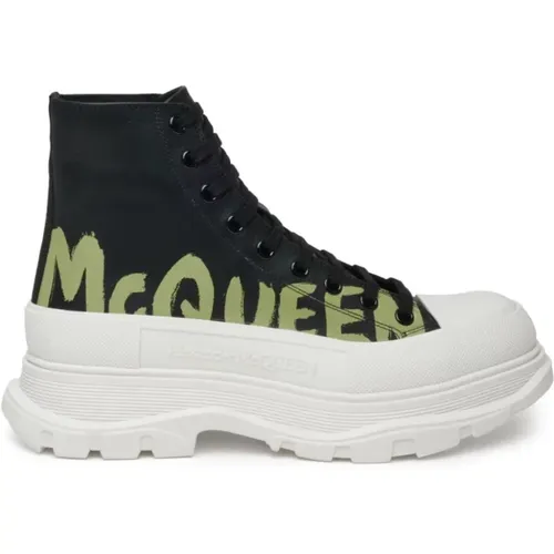 Leather Graffiti Print Sneakers , male, Sizes: 9 1/2 UK, 6 1/2 UK - alexander mcqueen - Modalova