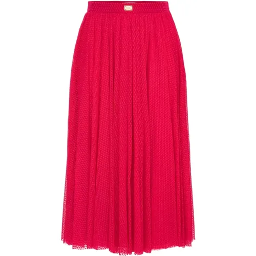 Embroidered Tulle Midi Skirt , female, Sizes: XS, L - Elisabetta Franchi - Modalova