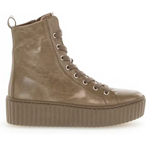 Beige Leder High Top Sneakers , Damen, Größe: 38 1/2 EU - Gabor - Modalova