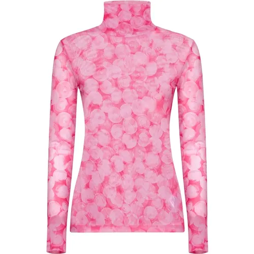 Rosa Abstrakt Print Rollkragenpullover , Damen, Größe: S - Dries Van Noten - Modalova