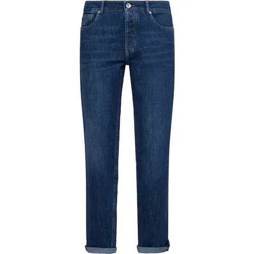 Dunkelblaue Tapered Denim Jeans , Herren, Größe: M - BRUNELLO CUCINELLI - Modalova