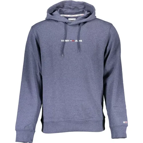 Blauer Baumwollpullover mit Kapuze und Logo-Stickerei , Herren, Größe: M - Tommy Hilfiger - Modalova