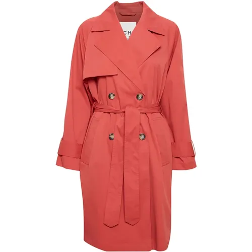 Roter Trenchcoat , Damen, Größe: S - Ichi - Modalova