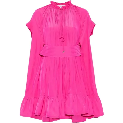 Fuchsia Ruffle Dress , female, Sizes: S, XS - Lanvin - Modalova