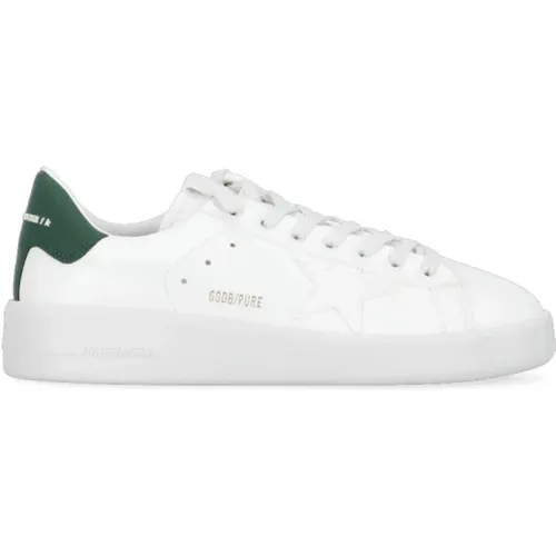 Weiße Ledersneaker mit grünem Stern - Golden Goose - Modalova