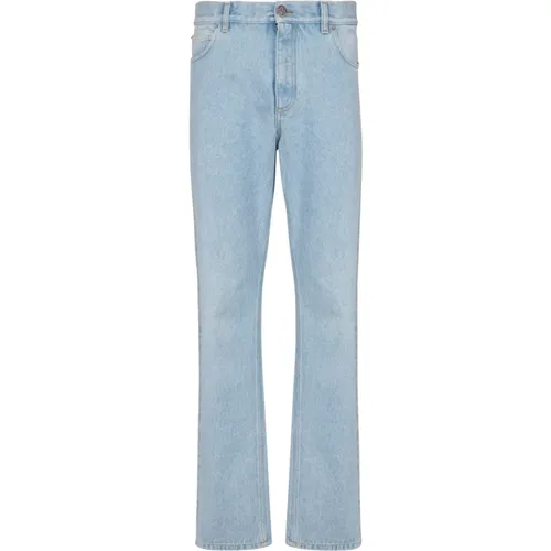 Hellblaue Regular-Fit-Denim-Jeans - Balmain - Modalova
