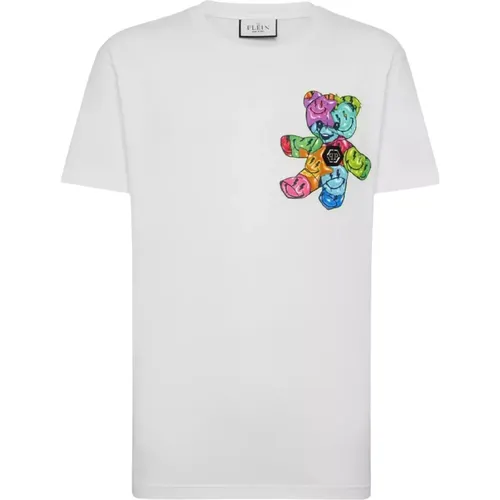 Weißes T-Shirt mit Bunter Smile Teddy Grafik - Philipp Plein - Modalova