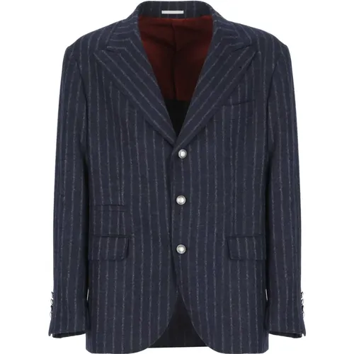 Alpaca Wool Jacket Peak Lapel , male, Sizes: L, XL, 2XL - BRUNELLO CUCINELLI - Modalova