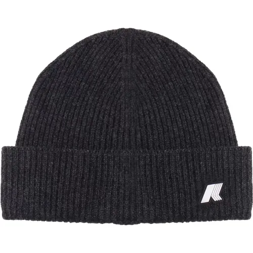 Wool Beanie Hat with Logo , male, Sizes: ONE SIZE - K-way - Modalova