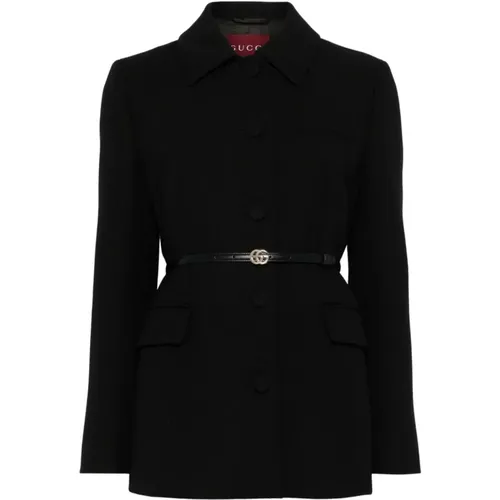 Wool Crepe Jacket Classic Style , female, Sizes: XS - Gucci - Modalova