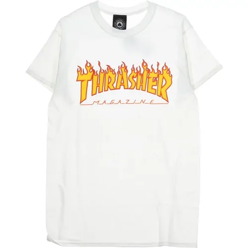 Flame Tee Herren T-Shirt Weiß/Gelb , Herren, Größe: XL - Thrasher - Modalova