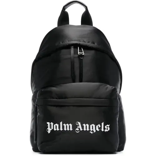 Logo Print Leather Backpack , male, Sizes: ONE SIZE - Palm Angels - Modalova