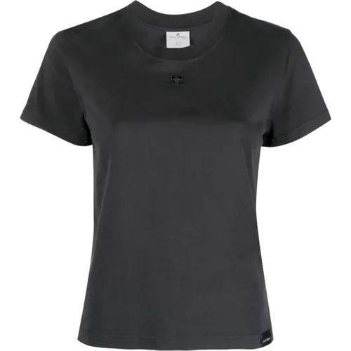 Kohlegrau Baumwoll-Jersey T-Shirt - Courrèges - Modalova