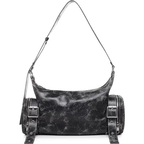 Cowhide Shoulder Bag with Side Pockets , female, Sizes: ONE SIZE - Biasia - Modalova