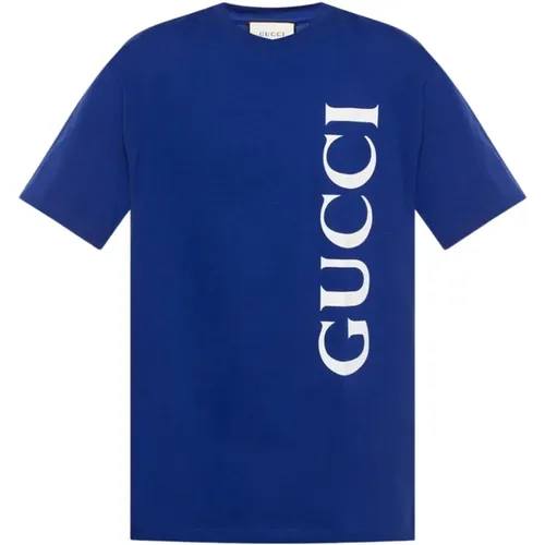 Vertical Logo Printed Statement Tee , male, Sizes: M, S, L, XL, 2XL - Gucci - Modalova