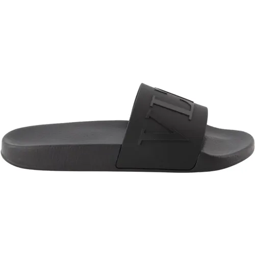 Embossed Logo Rubber Sliders , male, Sizes: 7 UK - Valentino Garavani - Modalova