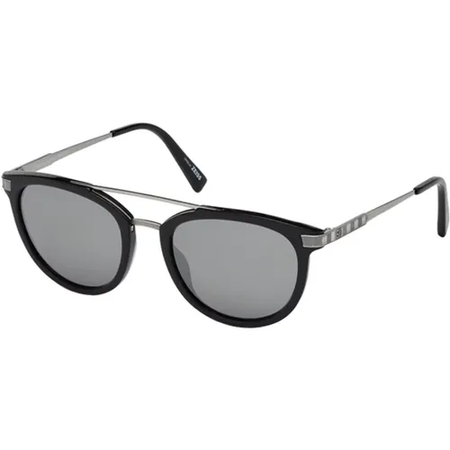 Schwarze/Graue Sonnenbrille , unisex, Größe: 54 MM - Ermenegildo Zegna - Modalova