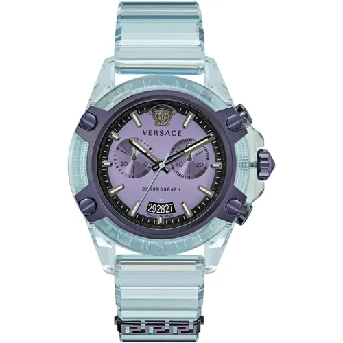 Sport Chrono Watch Light Transparent , unisex, Sizes: ONE SIZE - Versace - Modalova