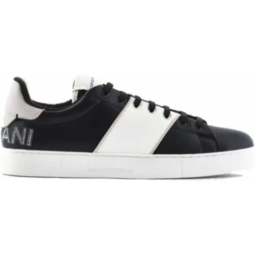 Bicolor Leder Sneakers Low-Top Stil , Herren, Größe: 43 EU - Armani - Modalova