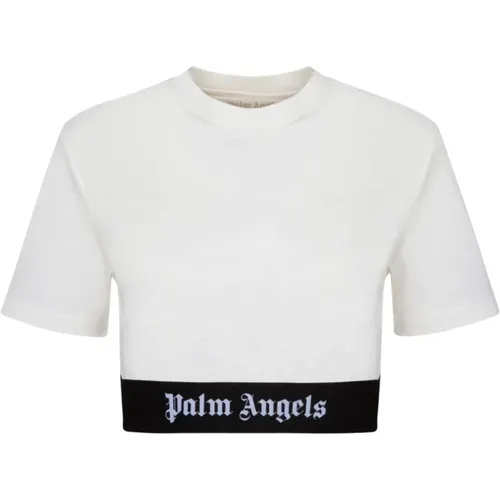 Logo Band T-Shirt , female, Sizes: S - Palm Angels - Modalova