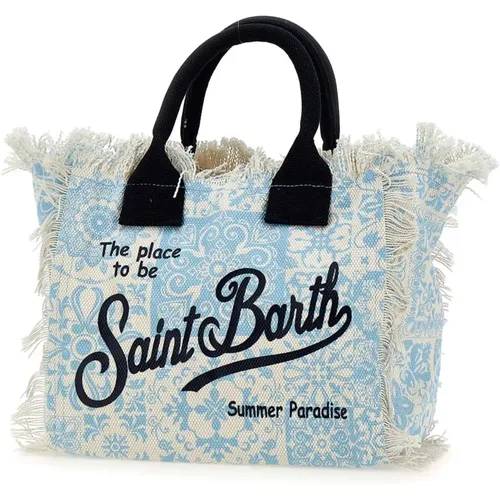 Barockmuster Handtasche Blau Weiß , Damen, Größe: ONE Size - MC2 Saint Barth - Modalova