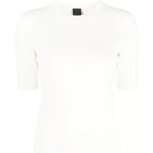 Weißes Strick T-Shirt Casual Stil , Damen, Größe: S - Lorena Antoniazzi - Modalova