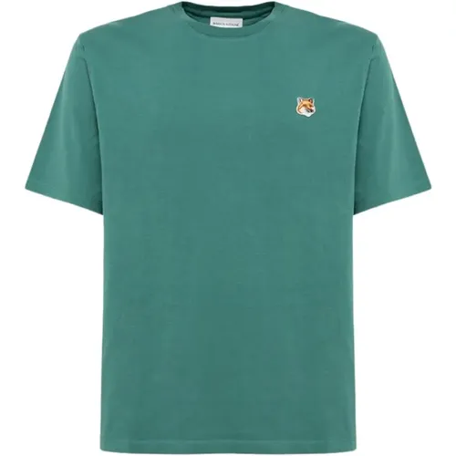 Einfarbiges T-Shirt mit Rundhalsausschnitt - Maison Kitsuné - Modalova